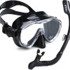 Snorkel Set Adults Snorkel Mask 180 Panoramic View Anti-Fog Anti-Leak Adjustable Straps Easy Breathing Diving Mask for Scuba Swimming Diving
