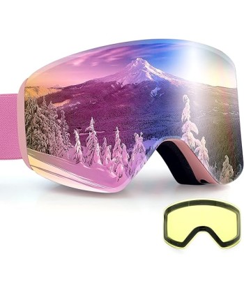 Ski Goggles Anti Fog UV Protection Dual Detachable Lens Frameless Snowboard Goggles for Men Women Youth