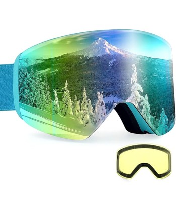 Ski Goggles Anti Fog UV Protection Dual Detachable Lens Frameless Snowboard Goggles for Men Women Youth