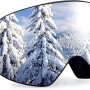 Ski Goggles Cylindrical Lens for Skiing Snowboard Anti-fog UV Protection Embossed Strap for Women Men