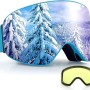 Ski Goggles Cylindrical Lens for Skiing Snowboard Anti-fog UV Protection Embossed Strap for Women Men