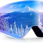 Ski Goggles Anti Fog UV Protection Dual Detachable Lens Frameless Snowboard Goggles for Men Women Youth